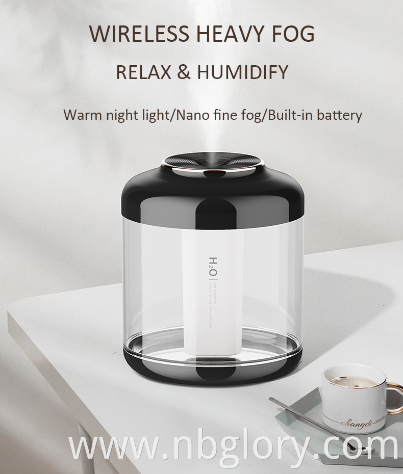 Portable air 1500 cool Mist Humidifier air humidifiers Timer Humidifier Essential Oil Diffuser with 2000mah Battery